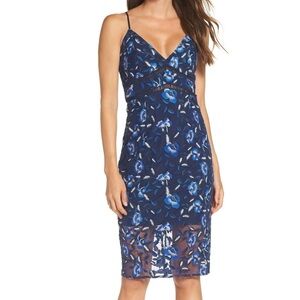 Bardot Blue Floral Embroidered Midi Dress Size 6